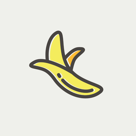 Peeled banana icon thin line for web and mobile, modern minimalistic flat design. Vector icon with dark grey outline and offset colour on light grey background.のイラスト素材