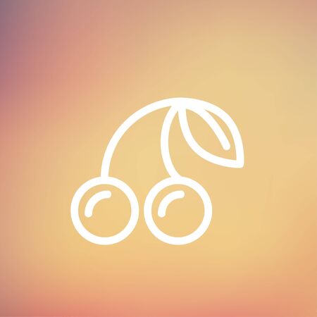 Cherry icon thin line for web and mobile, modern minimalistic flat design. Vector white icon on gradient mesh background.のイラスト素材