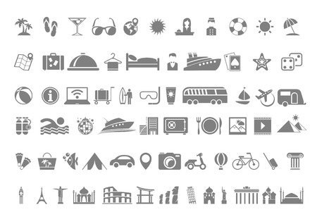 Travel flat icon set. Vector flat design illustration.のイラスト素材