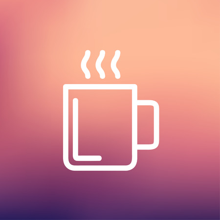 Mug of hot choco icon thin line for web and mobile, modern minimalistic flat design. Vector white icon on gradient mesh background.のイラスト素材