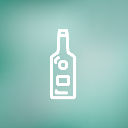 Bottle of whisky icon thin line for web and mobile, modern minimalistic flat design. Vector white icon on gradient mesh background.のイラスト素材