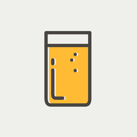 Glass of soda icon thin line for web and mobile, modern minimalistic flat design. Vector icon with dark grey outline and offset colour on light grey background.のイラスト素材