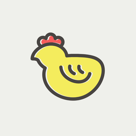 Chick icon thin line for web and mobile, modern minimalistic flat design. Vector icon with dark grey outline and offset colour on light grey background.のイラスト素材