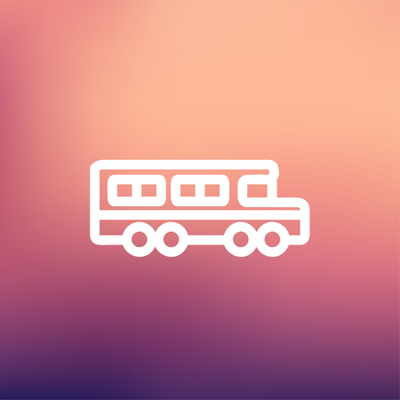 School bus icon thin line for web and mobile, modern minimalistic flat design. Vector white icon on gradient mesh background.のイラスト素材