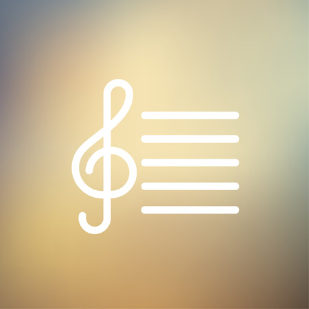 Musical note icon thin line for web and mobile, modern minimalistic flat design. Vector white icon on gradient mesh background.のイラスト素材