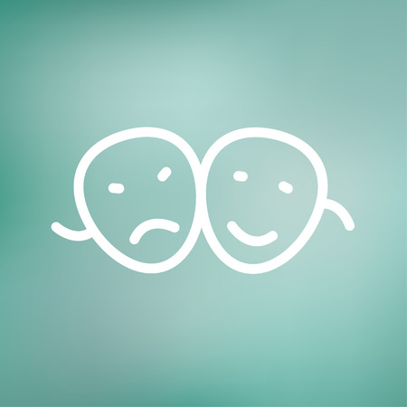 Two masks icon thin line for web and mobile, modern minimalistic flat design. Vector white icon on gradient mesh background.のイラスト素材