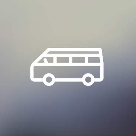 Minibus icon thin line for web and mobile, modern minimalistic flat design. Vector white icon on gradient mesh background.のイラスト素材