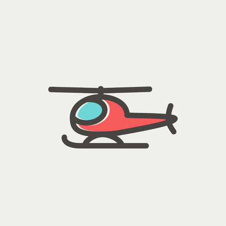 Helicopter icon thin line for web and mobile, modern minimalistic flat design. Vector icon with dark grey outline and offset colour on light grey background.のイラスト素材
