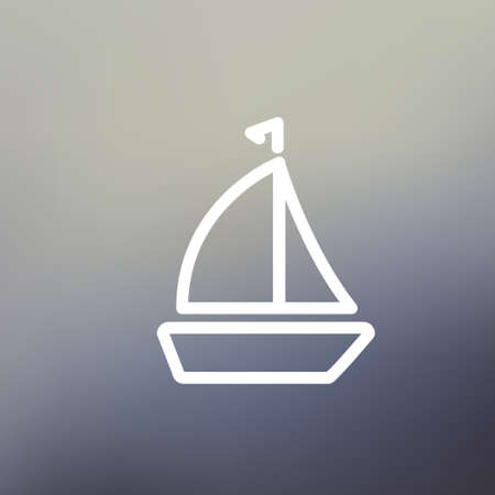 Sailboat icon thin line for web and mobile, modern minimalistic flat design. Vector white icon on gradient mesh background.のイラスト素材