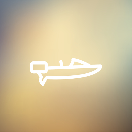 Motorboat icon thin line for web and mobile, modern minimalistic flat design. Vector white icon on gradient mesh background.のイラスト素材