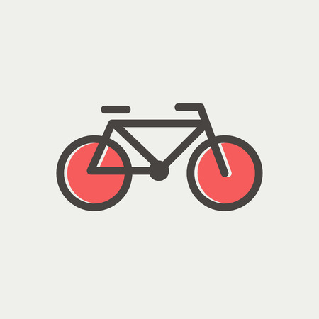 Bicycle icon thin line for web and mobile, modern minimalistic flat design. Vector icon with dark grey outline and offset colour on light grey background.のイラスト素材