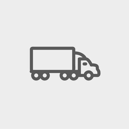 Delivery car icon thin line for web and mobile, modern minimalistic flat design. Vector dark grey icon on light grey background.のイラスト素材