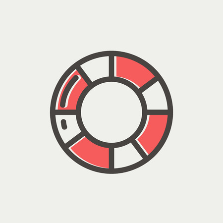 Life preserver icon thin line for web and mobile, modern minimalistic flat design. Vector icon with dark grey outline and offset colour on light grey background.のイラスト素材