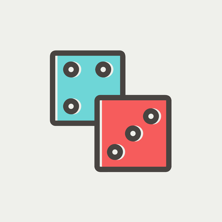 Dices icon thin line for web and mobile, modern minimalistic flat design. Vector icon with dark grey outline and offset colour on light grey background.のイラスト素材