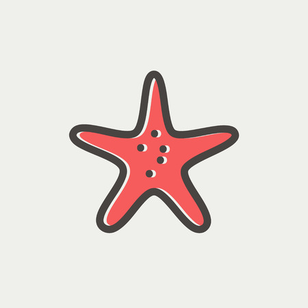 Starfish icon thin line for web and mobile, modern minimalistic flat design. Vector icon with dark grey outline and offset colour on light grey background.のイラスト素材