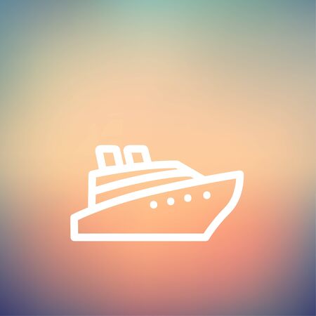 Cruise ship icon thin line for web and mobile, modern minimalistic flat design. Vector white icon on gradient mesh background.のイラスト素材