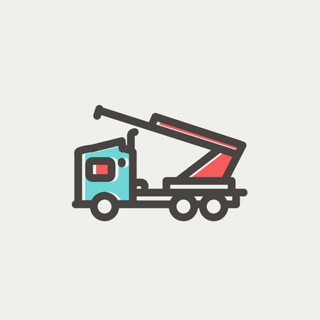 Towing truck icon thin line for web and mobile, modern minimalistic flat design. Vector icon with dark grey outline and offset colour on light grey background.のイラスト素材