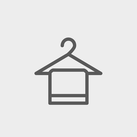 Towel on a hanger icon thin line for web and mobile, modern minimalistic flat design. Vector dark grey icon on light grey background.のイラスト素材