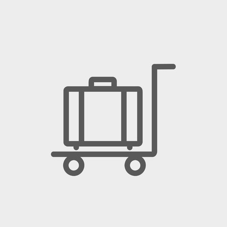 Trolley luggage icon thin line for web and mobile, modern minimalistic flat design. Vector dark grey icon on light grey background.のイラスト素材