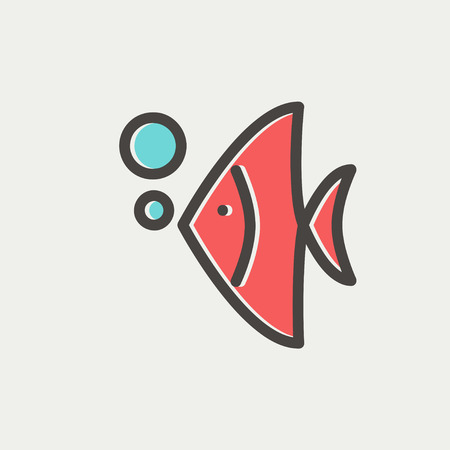 Tropical fish icon thin line for web and mobile, modern minimalistic flat design. Vector icon with dark grey outline and offset colour on light grey background.のイラスト素材