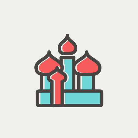 Saint basil cathedral icon thin line for web and mobile, modern minimalistic flat design. Vector icon with dark grey outline and offset colour on light grey background.のイラスト素材