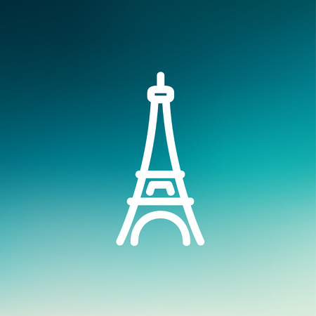 Paris Tower icon thin line for web and mobile, modern minimalistic flat design. Vector white icon on gradient mesh background.のイラスト素材