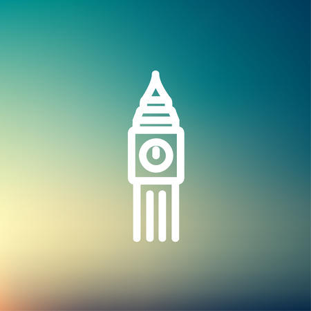 Big ben clock icon thin line for web and mobile, modern minimalistic flat design. Vector white icon on gradient mesh background.のイラスト素材