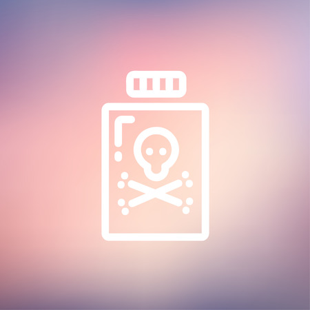 Bottle of poison icon thin line for web and mobile, modern minimalistic flat design. Vector white icon on gradient mesh background.のイラスト素材