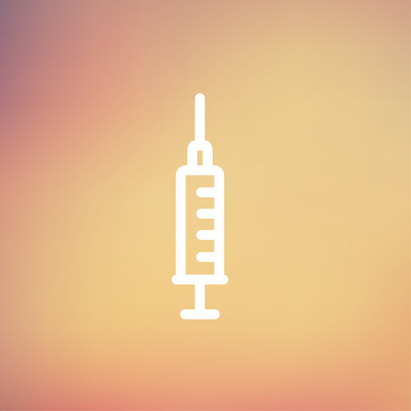 Syringe icon thin line for web and mobile, modern minimalistic flat design. Vector white icon on gradient mesh background.のイラスト素材