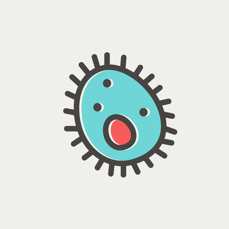 Bacteria icon thin line for web and mobile, modern minimalistic flat design. Vector icon with dark grey outline and offset colour on light grey background.のイラスト素材