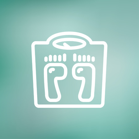 Weighing scale icon thin line for web and mobile, modern minimalistic flat design. Vector white icon on gradient mesh background.のイラスト素材