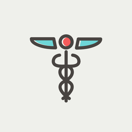 Medical symbol icon thin line for web and mobile, modern minimalistic flat design. Vector icon with dark grey outline and offset colour on light grey background.のイラスト素材