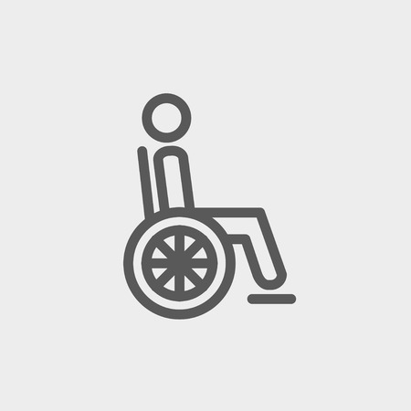 Disabled person icon thin line for web and mobile, modern minimalistic flat design. Vector dark grey icon on light grey background.のイラスト素材