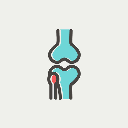 Knee joint icon thin line for web and mobile, modern minimalistic flat design. Vector icon with dark grey outline and offset colour on light grey background.のイラスト素材