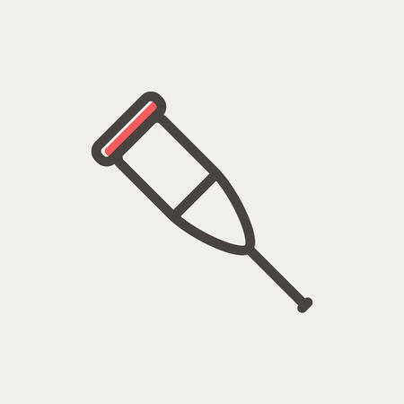 Crutch icon thin line for web and mobile, modern minimalistic flat design. Vector icon with dark grey outline and offset colour on light grey background.のイラスト素材