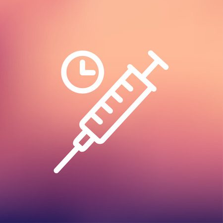 Syringe icon thin line for web and mobile, modern minimalistic flat design. Vector white icon on gradient mesh background.のイラスト素材