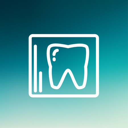 Tooth protected by a glass icon thin line for web and mobile, modern minimalistic flat design. Vector white icon on gradient mesh background.のイラスト素材