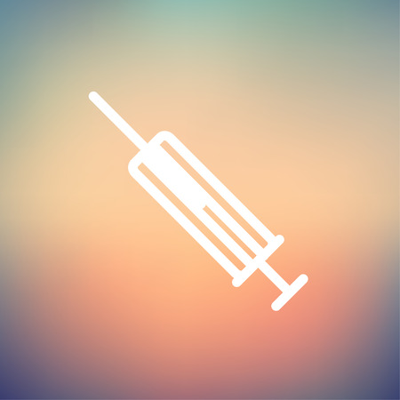 Syringe icon thin line for web and mobile, modern minimalistic flat design. Vector white icon on gradient mesh background.のイラスト素材