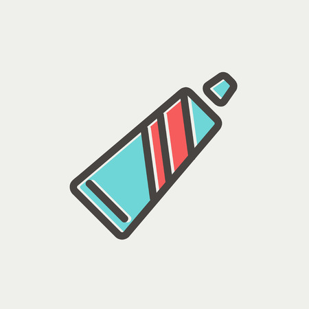 Tube of toothpaste icon thin line for web and mobile, modern minimalistic flat design. Vector icon with dark grey outline and offset colour on light grey background.のイラスト素材