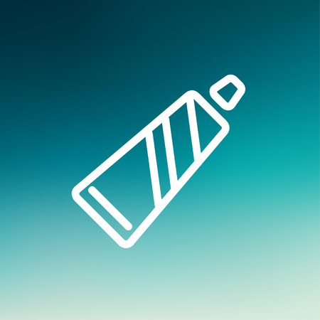 Tube of toothpaste icon thin line for web and mobile, modern minimalistic flat design. Vector white icon on gradient mesh background.のイラスト素材