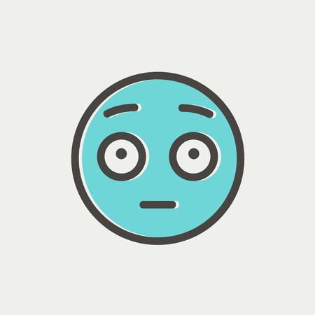Frightened face icon thin line for web and mobile, modern minimalistic flat design. Vector icon with dark grey outline and offset colour on light grey background.のイラスト素材
