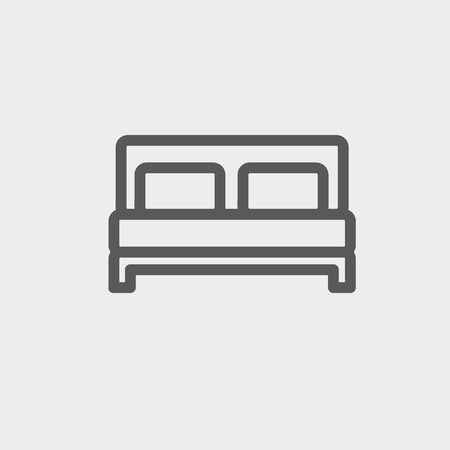 Double bed icon thin line for web and mobile, modern minimalistic flat design. Vector dark grey icon on light grey background.のイラスト素材