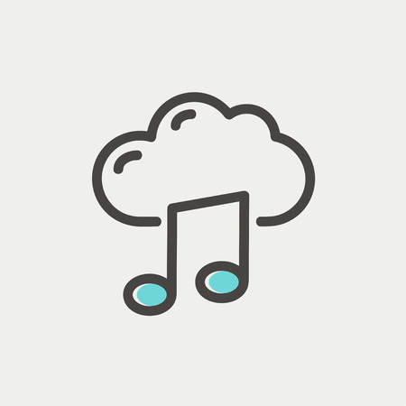 Cloud melody icon thin line for web and mobile, modern minimalistic flat design. Vector icon with dark grey outline and offset colour on light grey background.のイラスト素材