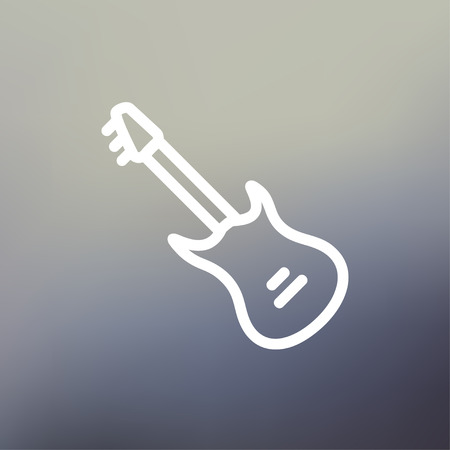 Vintage electric guitar icon thin line for web and mobile, modern minimalistic flat design. Vector white icon on gradient mesh background.のイラスト素材