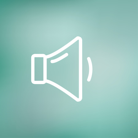 Low speaker volume icon thin line for web and mobile, modern minimalistic flat design. Vector white icon on gradient mesh background.のイラスト素材