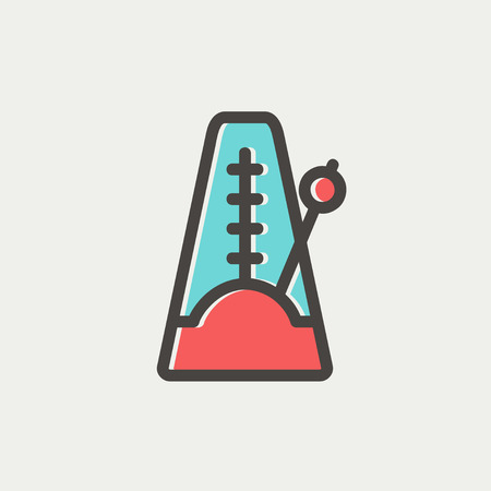 Metronome icon thin line for web and mobile, modern minimalistic flat design. Vector icon with dark grey outline and offset colour on light grey background.のイラスト素材