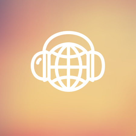 World music icon thin line for web and mobile, modern minimalistic flat design. Vector white icon on gradient mesh background.のイラスト素材