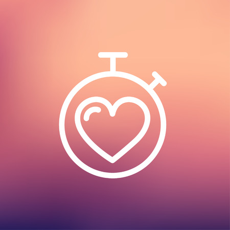 Heart time icon thin line for web and mobile, modern minimalistic flat design. Vector white icon on gradient mesh background.のイラスト素材