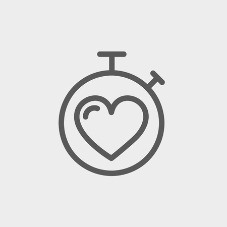 Heart time icon thin line for web and mobile, modern minimalistic flat design. Vector dark grey icon on light grey background.のイラスト素材