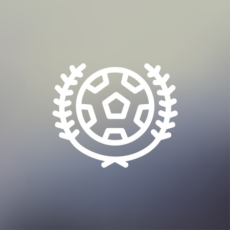 Sports soccer logo badges icon thin line for web and mobile, modern minimalistic flat design. Vector white icon on gradient mesh background.のイラスト素材